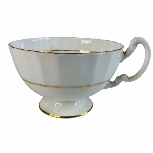 Aynsley Tea Cup & Saucer Floral Blue Burgundy Bone China Footed Scallop Gold - Picture 4 of 11